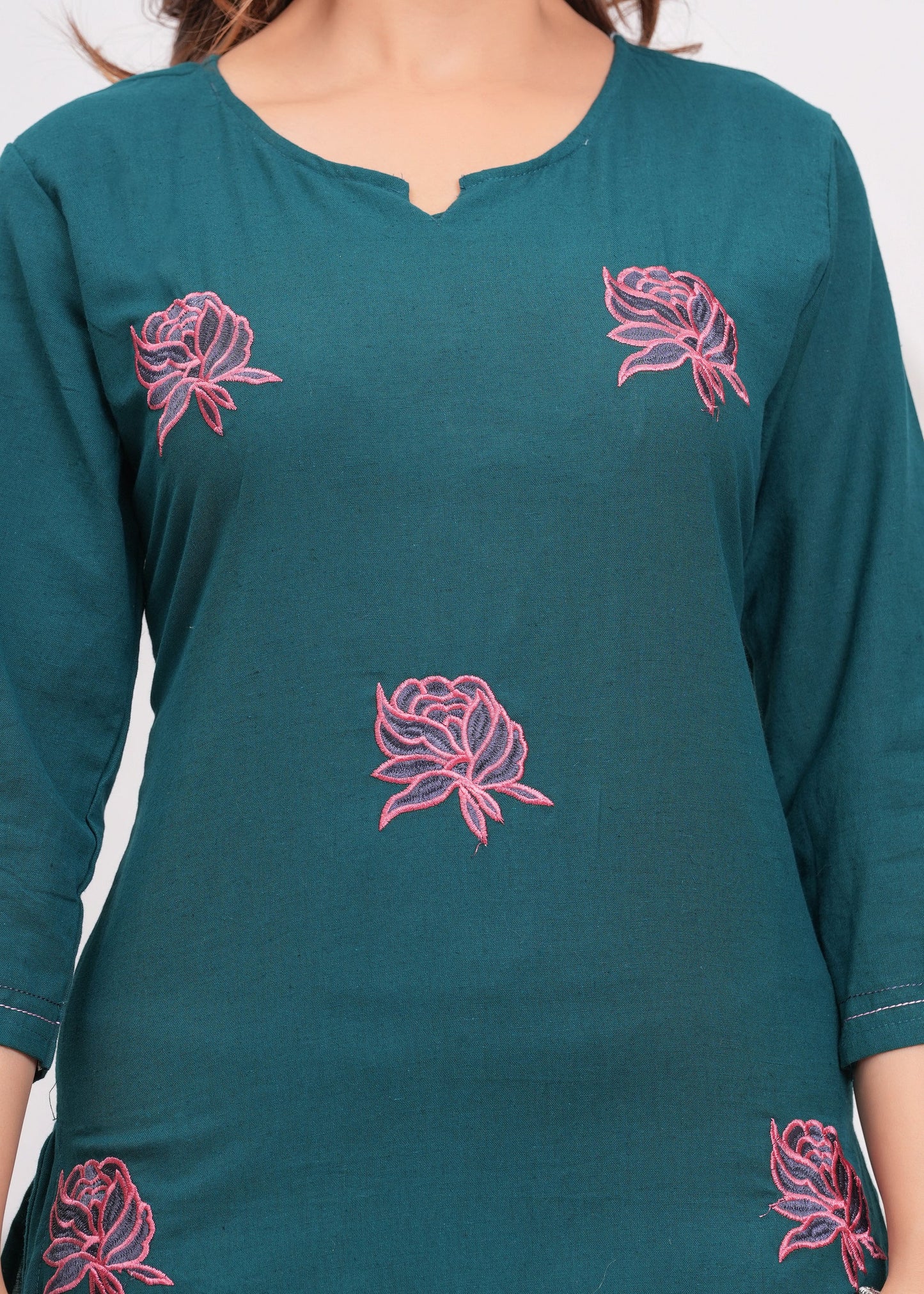 Sea Turtle Green Embroidered Cotton Flex Suit Set with Dupatta