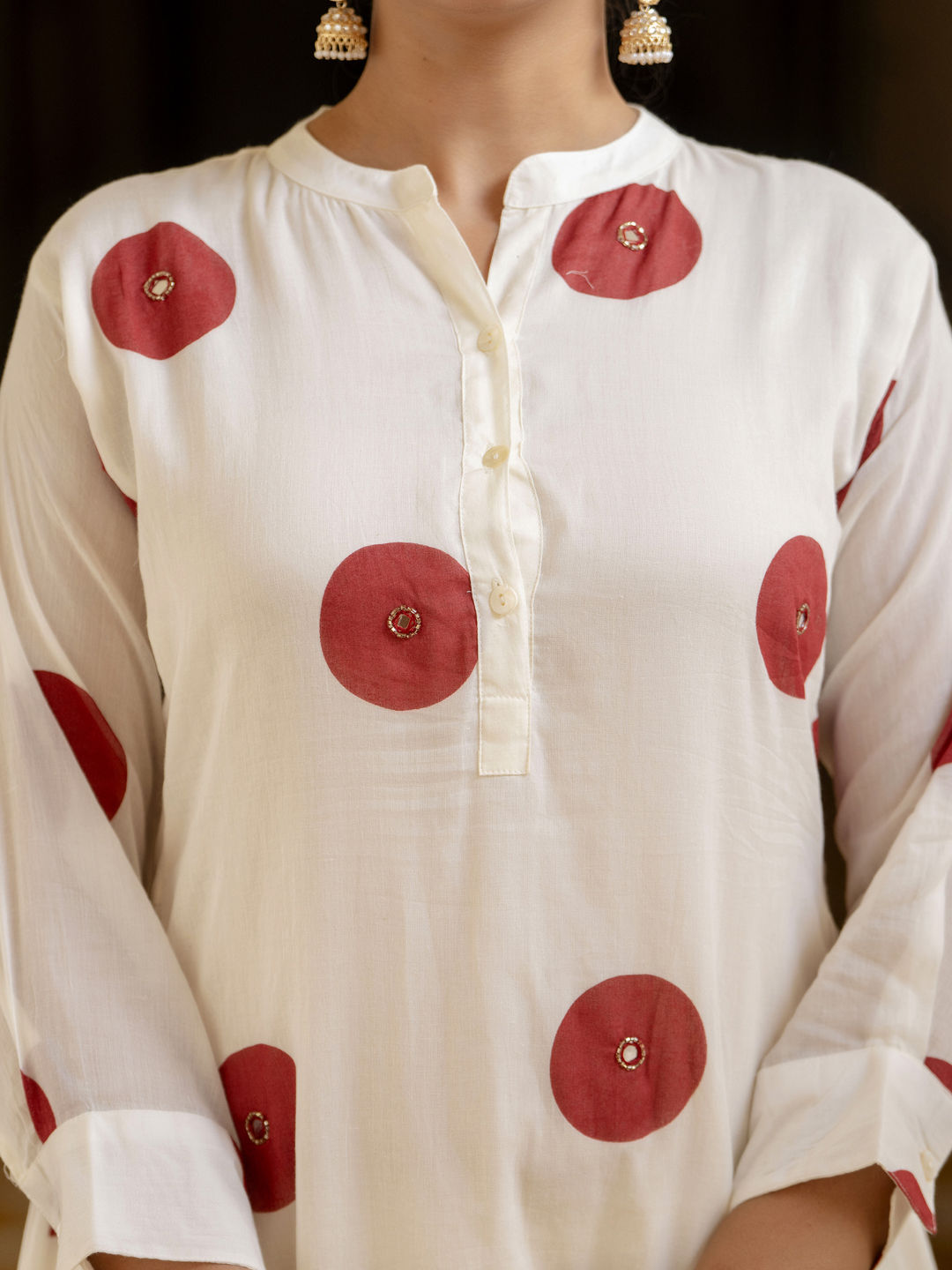 A line style cotton mulmul fabric off white color kurta with bottom and dupatta