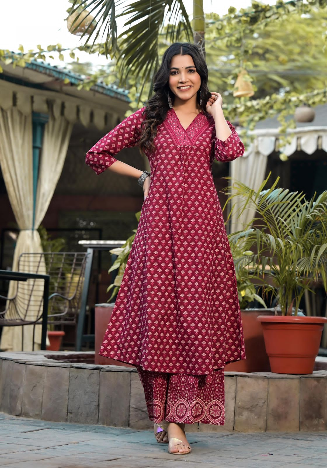 Women cotton kurta pant dupatta set