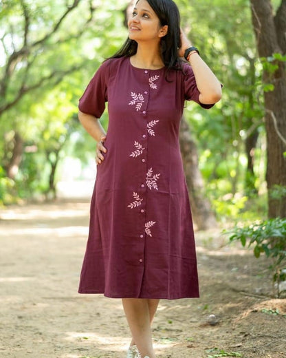 Women front button style  aline kurta set