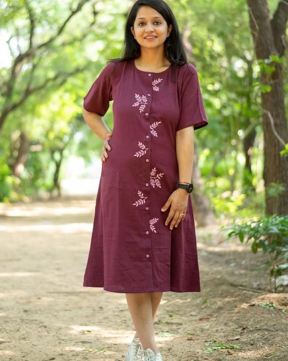 Women front button style  aline kurta set