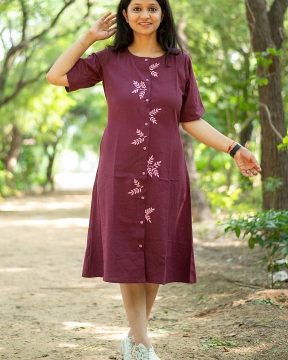 Women front button style  aline kurta set