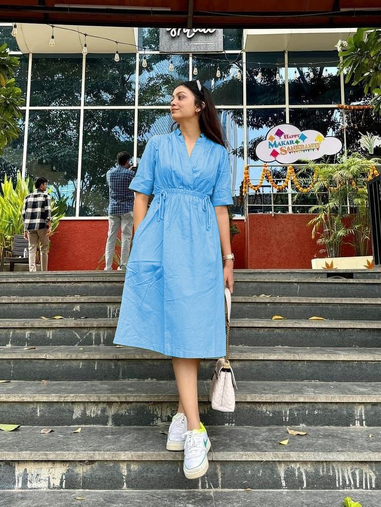 Women summer cotton middy aline kurta set