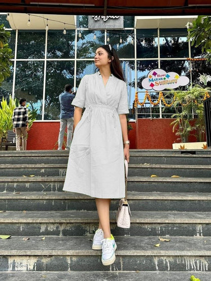 Women summer cotton middy aline kurta set