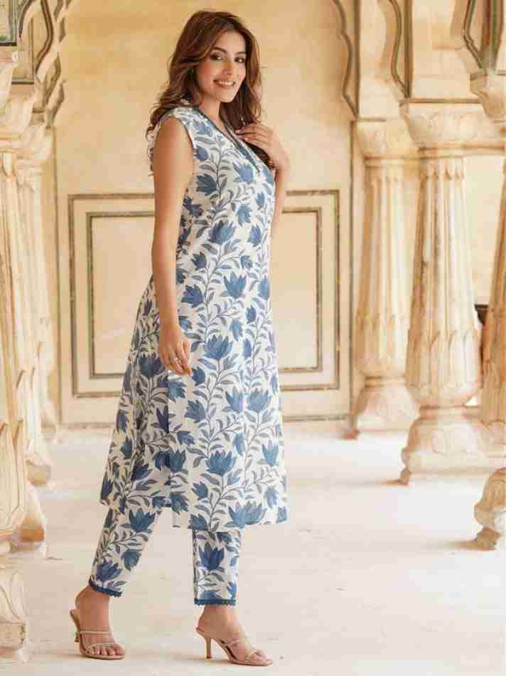 Summer special cotton print kurta pent set