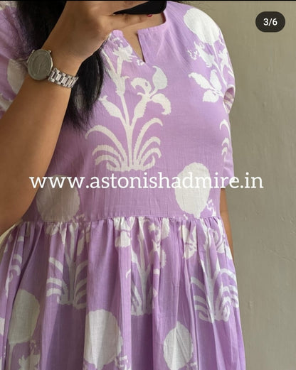 Women cotton ikkat print middy gown