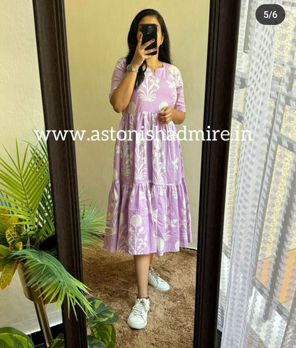 Women cotton ikkat print middy gown