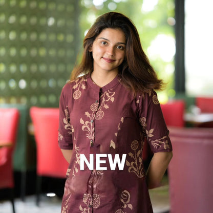 Launching our premium Cotton Brown Floral Co-ord Set in Aline pattern