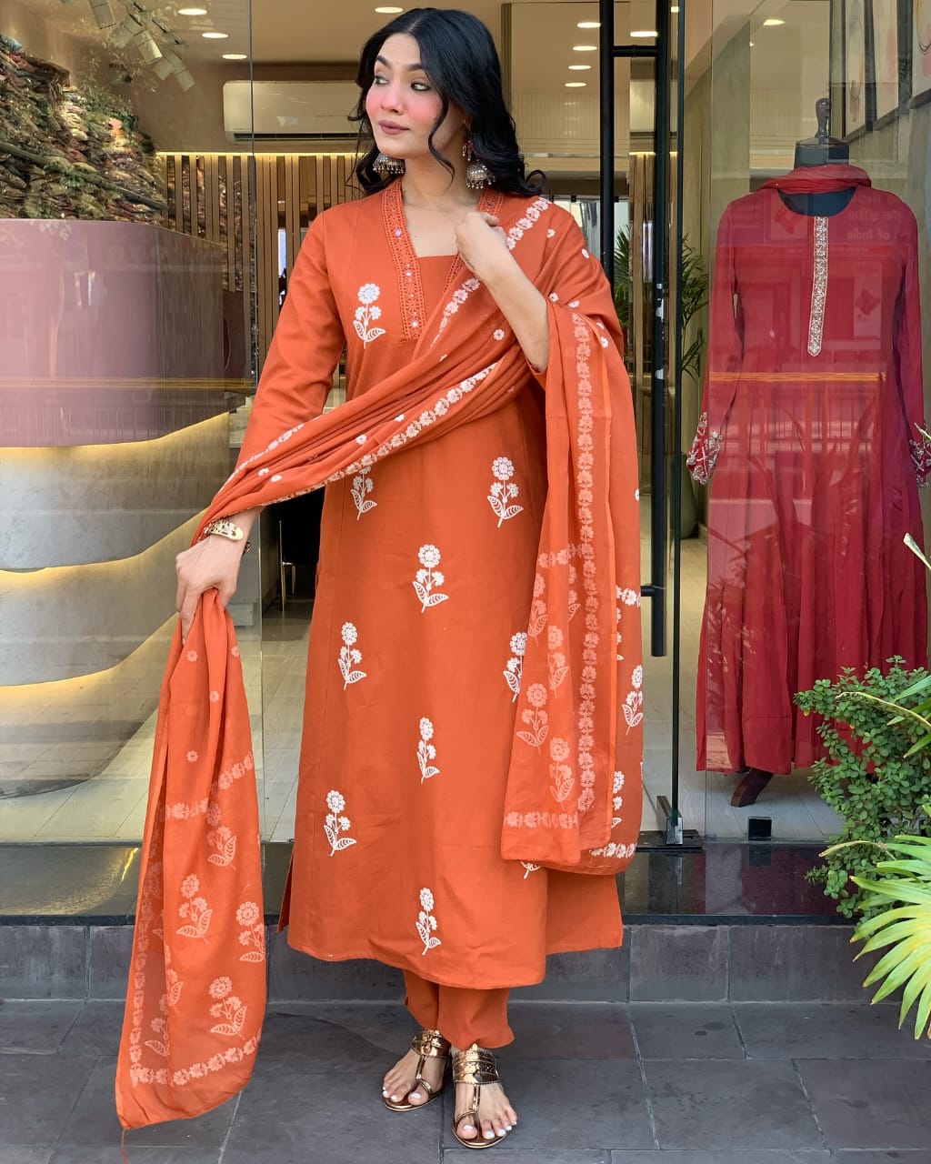 Beautiful Embroidered Cotton Kurta Pant With Dupatta