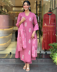 Graceful Ethnic Cotton Kurta Pant with Dupatta